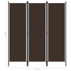 Vidaxl Paravan 3-delni rjav 150x180 cm