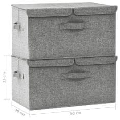 Greatstore Škatla za shranjevanje 2 kosa blago 50x30x25 cm siva