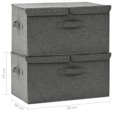 Greatstore Škatla za shranjevanje 2 kosa blago 50x30x25 cm antracitna