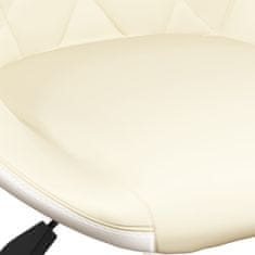 Vidaxl Vrtljivi pisarniški stol, krem in bela barva, umetno usnje