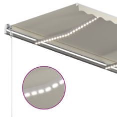 Vidaxl Ročno zložljiva tenda z LED lučkami 4,5x3,5 m krem