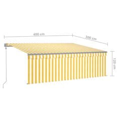 Vidaxl Samodejno zložljiva tenda z zaveso, 4x3 m, rumena/bela