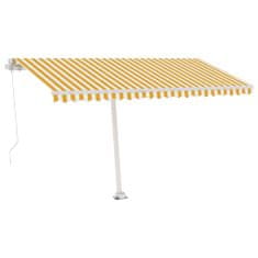 Vidaxl Ročno zložljiva tenda z LED lučmi 400x300 cm rumena in bela