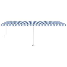 Vidaxl Ročno zložljiva tenda z LED lučkami 600x300 cm modra in bela