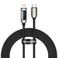 BASEUS Kabel za hitro polnjenje USB-C Iphone Lightning 20W s prikazom merilnika moči 2m črn