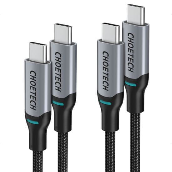 slomart choetech 2x kabel usb tipa c - kabel za napajanje usb tipa c 100w 5a 1,8m črn (mix00073)