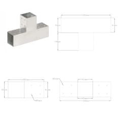 Vidaxl Spojniki za stebre 4 kosi T oblike pocinkana kovina 81x81 mm