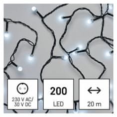 Emos LED božična cherry veriga – kroglice, 20 m, zunanja in notranja, hladna bela, časovnik