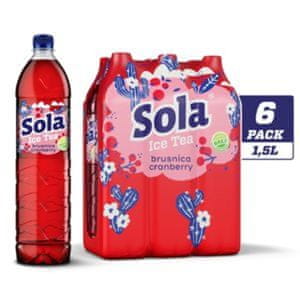 Sola ledeni čaj brusnica, 6 x 1,5 l