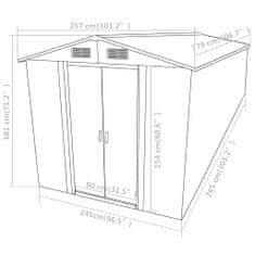 Vidaxl Vrtna lopa siva 257x779x181 cm pocinkano jeklo