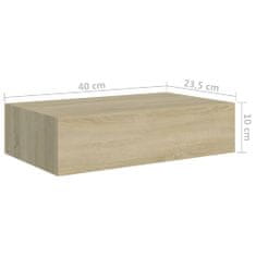 Vidaxl Stenska polica s predalom hrast 40x23,5x10 cm MDF