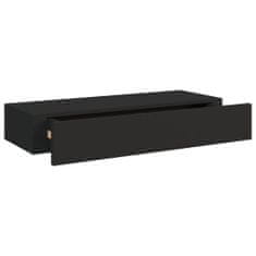 Greatstore Stenska polica s predalom 2 kosa črna 60x23,5x10 cm mediapan