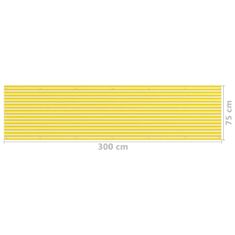 Greatstore Balkonsko platno rumeno in belo 75x300 cm HDPE