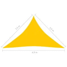 Vidaxl Senčno jadro, 160 g/m2, rumeno, 3,5x3,5x4,9 m, HDPE