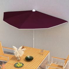 Greatstore Vrtni polovični senčnik 180x90 cm bordo rdeč