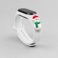 slomart trak xmas band za xiaomi mi band 4 / mi band 3 božični silikonski trak zapestnica bela (snežak 1)