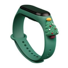 slomart trak xmas band za xiaomi mi band 4 / mi band 3 Božični silikonski trak zapestnica temno zelena (božično drevo 2)