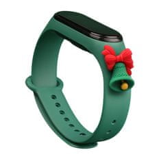 slomart trak xmas band za xiaomi mi band 4 / mi band 3 Božični silikonski trak zapestnica temno zelena (zvon)