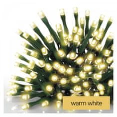 Emos 120 LED svetlobna veriga 12 m, toplo bela, IP44, s časovnikom, zelena