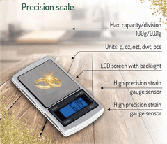 Adler Precizna tehtnica AD 3168, 100g/0,01g, LCD, sive barve