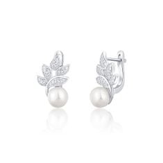 JwL Luxury Pearls Čudoviti srebrni uhani s pravimi biseri in cirkoni JL0719