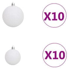 Vidaxl Umetna novoletna jelka z LED lučkami in bučkami bela 240 cm