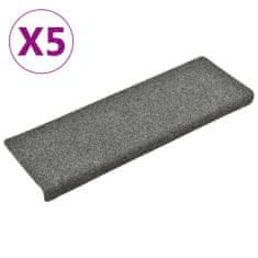 Vidaxl Preproge za stopnice 5 kosov svetlo sive 65x25 cm