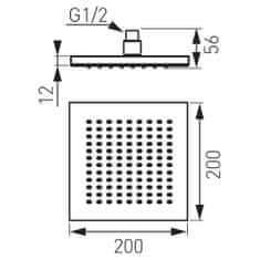 Ferro SQUERTO dežna tuš prha (nadglavna prha) kvadratna 200x200 krom