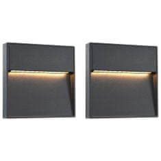 Greatstore Zunanje LED stenske svetilke 2 kosa 3 W črne kvadratne