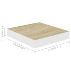 Vidaxl Stenske police 2 kosa barva hrasta in bela 23x23,5x3,8 cm MDF