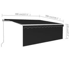 Vidaxl Ročno zložljiva markiza z zaveso, 4x3 m, antracit