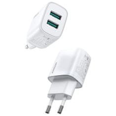 Joyroom Mini Fast Charger polnilnik 2x USB 2.1A 10.5W, bela