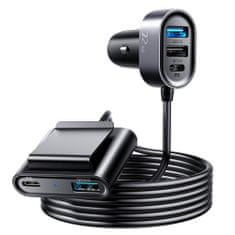 Joyroom JR-CL05 avto polnilec 3x USB QC3.0 / 2x USB-C PD 75W 1.5m, črna