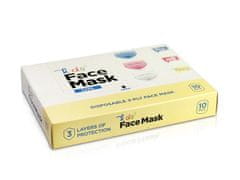 Otroška higienska maska za usta in nos, modra, 3-slojna, za enkratno uporabo, z žico, 10 kosov