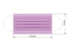 Higienska maska za nos in usta, otroška, 3-slojna, za enkratno uporabo, roza, 50 kosov