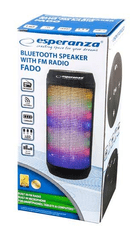 Esperanza Zvočnik bluetooth FADO MP3, FM, LED, črna barva