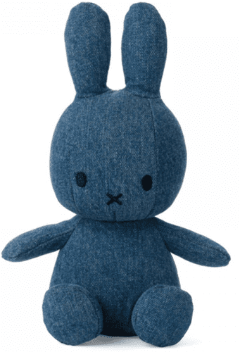  BON-TON-TOYS Miffy Denim zajček mehka igrača, 23 cm, kavbojsko modra