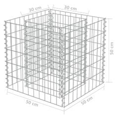 Vidaxl Visoka greda gabion pocinkano jeklo 50x50x50 cm