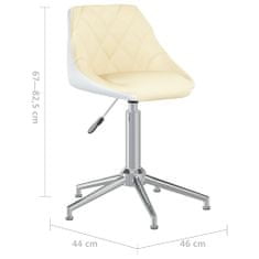 Vidaxl Vrtljivi pisarniški stol, krem in bela barva, umetno usnje