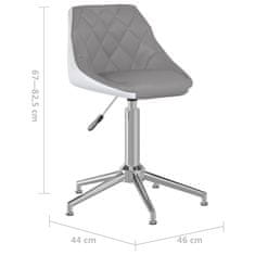 Vidaxl Vrtljivi pisarniški stol, siva in bela barva, umetno usnje
