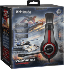 Defender Warhead G-185 gaming slušalke, črni + rdeča, 2 m kabel