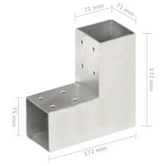 Vidaxl Spojniki za stebre 4 kosi L oblike pocinkana kovina 71x71 mm