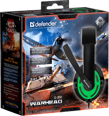 Defender Warhead G-300 gaming slušalke , črni + zeleni, 2.5 m kabel