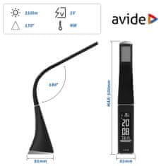 Avide Business Leather LED namizna svetilka, koledar, 6 W, črna