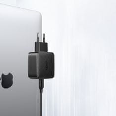 Ugreen CD217 GaN polnilnik USB-C 65W QC PD + kabel, črna