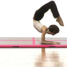 Vidaxl Napihljiva gimnastična preproga s tlačilko 800x100x10 cm roza