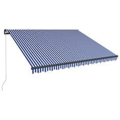 Vidaxl Ročno zložljiva tenda z LED lučmi 400x300 cm modra in bela