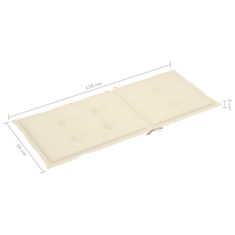 Vidaxl Blazine za vrtne stole 2 kosa krem 120x50x4 cm