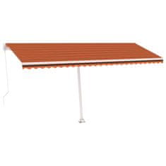 Vidaxl Prostostoječa ročno zložljiva tenda 500x350 cm oranžna/rjava