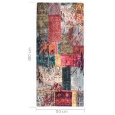 Vidaxl Pralna preproga Patchwork 80x300 cm večbarvna protizdrsna